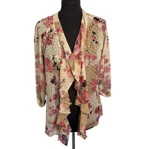 Daniel Rainn Open Front Swiss Dot Cardigan Size M Feminine Sheet Floral